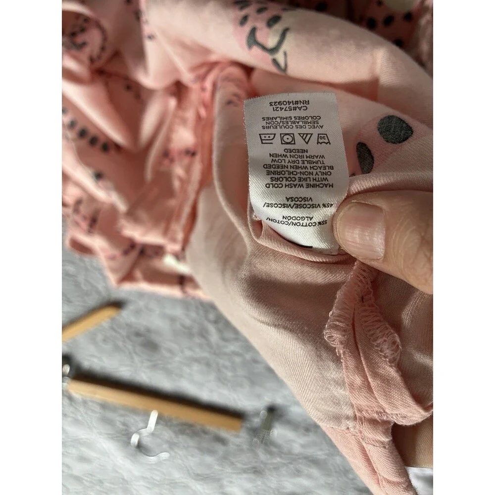 Loft Sleep Pajamas S Small Pink Panther Print 2-Piece Set L/S Collar
